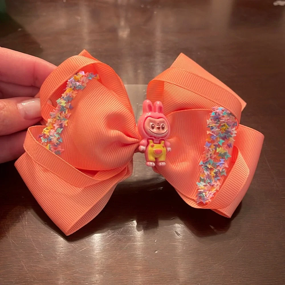 Peach Hair Bow labubu monster Charm butterfly glitter Accents new